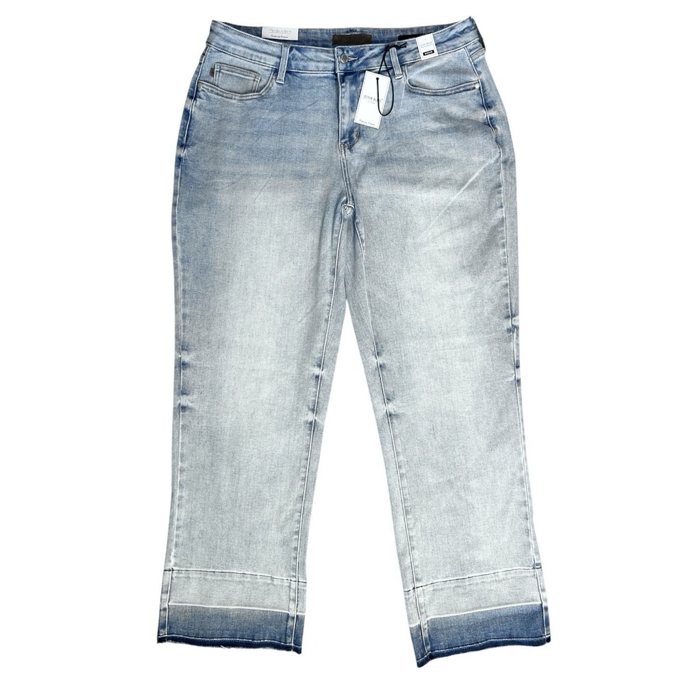 JUDY BLUE Jeans sz 16W Coconut Sugar Straight Leg Release Hem Mid Rise Denim NWT - Picture 2 of 9